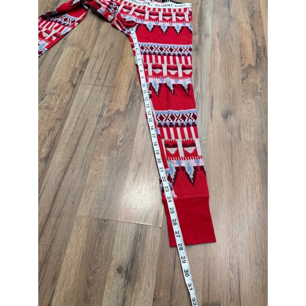 Victoria's Secret Fair Isle Thermal Pajama Leggings Red XS Holiday Lounge - Picture 7 of 8